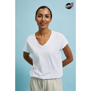 T-shirt Moodo.pl z dekoltem w kształcie litery v w stylu casual z krótkim rękawem