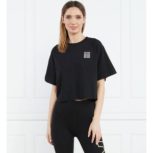 Czarny t-shirt DKNY z krótkim rękawem w stylu casual z bawełny