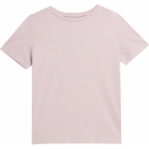 Różowy t-shirt 4F w sportowym stylu z bawełny z okrągłym dekoltem