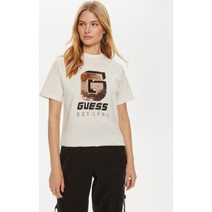 Bluzka Guess z nadrukiem z okrągłym dekoltem w młodzieżowym stylu