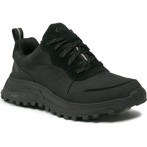 Czarne buty trekkingowe Clarks sznurowane z płaską podeszwą z nubuku