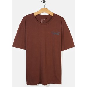 Brązowy t-shirt Gate z krótkim rękawem z bawełny w stylu casual
