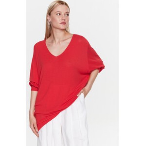 Czerwony sweter Kontatto w stylu casual