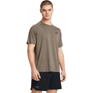 Brązowy t-shirt Under Armour w sportowym stylu z krótkim rękawem