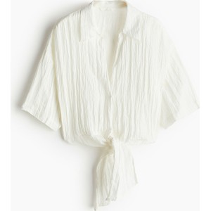 Bluzka H & M z dekoltem w kształcie litery v z krótkim rękawem z tkaniny