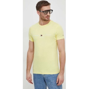 Żółty t-shirt Tommy Hilfiger w stylu casual