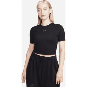 Czarna bluzka Nike z krótkim rękawem w sportowym stylu z okrągłym dekoltem