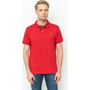 Czerwona koszulka polo U.S. Polo z krótkim rękawem z bawełny w stylu casual