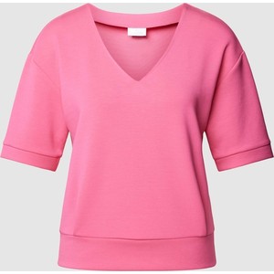 Różowa bluzka Sportalm z dekoltem w kształcie litery v z krótkim rękawem w stylu casual
