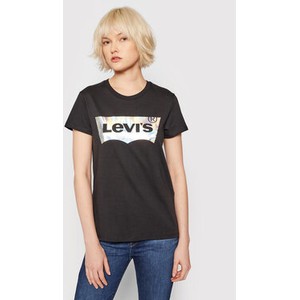 Czarny t-shirt Levis w młodzieżowym stylu z okrągłym dekoltem z krótkim rękawem