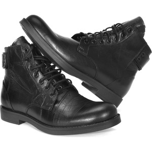 Czarne buty zimowe Domeno sznurowane w stylu casual