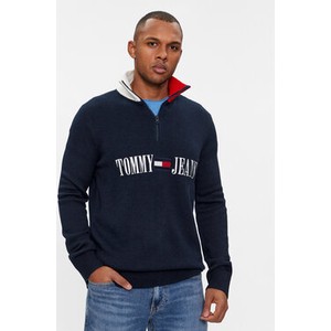 Granatowy sweter Tommy Jeans z okrągłym dekoltem