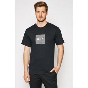 Czarny t-shirt HUF z bawełny w młodzieżowym stylu z krótkim rękawem