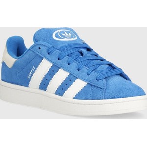 Niebieskie buty sportowe Adidas Originals w sportowym stylu z zamszu z płaską podeszwą
