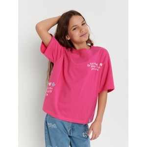 Różowa bluzka dziecięca Sinsay z krótkim rękawem dla dziewczynek