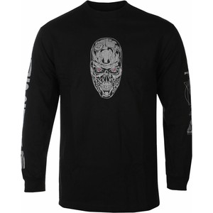 Czarna koszulka z długim rękawem Metal-shop z bawełny w młodzieżowym stylu