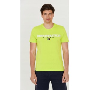 Żółty t-shirt Aeronautica Militare z krótkim rękawem w młodzieżowym stylu