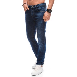 Niebieskie jeansy Edoti z bawełny w stylu casual