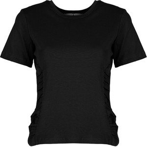 Czarna bluzka ubierzsie.com z krótkim rękawem z bawełny w stylu casual