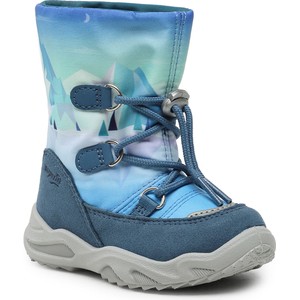 Niebieskie buty dziecięce zimowe Superfit sznurowane z goretexu