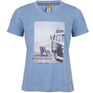 Niebieski t-shirt Roadsign z nadrukiem z krótkim rękawem w młodzieżowym stylu