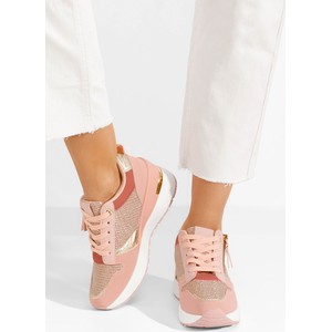 Różowe buty sportowe Zapatos sznurowane z płaską podeszwą