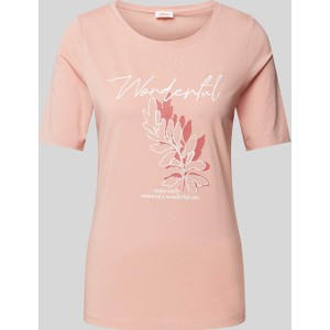 Różowy t-shirt S.Oliver z krótkim rękawem z okrągłym dekoltem