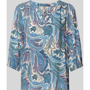 Granatowa bluzka Soyaconcept w stylu casual z dekoltem w kształcie litery v z długim rękawem