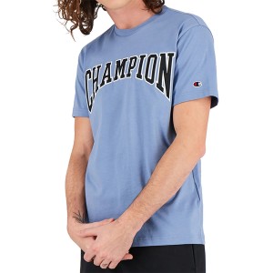 Niebieski t-shirt Champion z krótkim rękawem z bawełny