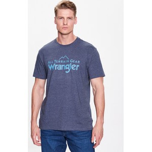Granatowy t-shirt Wrangler z krótkim rękawem w młodzieżowym stylu
