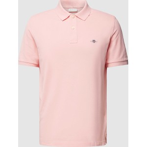 Różowy t-shirt Gant z krótkim rękawem z bawełny