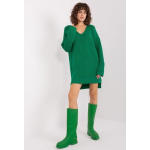 Zielona sukienka 5.10.15 w stylu casual z dekoltem w kształcie litery v mini