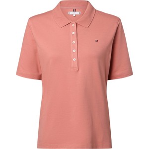 Różowa bluzka Tommy Hilfiger w stylu casual z bawełny z krótkim rękawem
