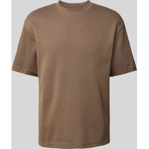 Brązowy t-shirt Selected Homme z bawełny w stylu casual z krótkim rękawem