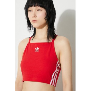 Czerwony top Adidas Originals z okrągłym dekoltem