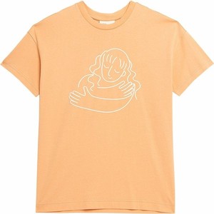 Pomarańczowy t-shirt Outhorn z okrągłym dekoltem z bawełny w młodzieżowym stylu