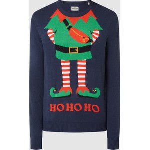Sweter Montego w młodzieżowym stylu w bożonarodzeniowy wzór