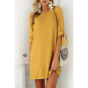 Żółta sukienka IVET z długim rękawem mini