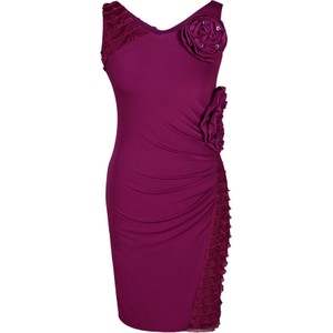 Fioletowa sukienka Fokus z dekoltem w kształcie litery v bez rękawów midi