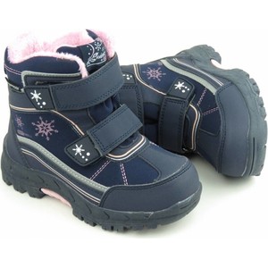 Granatowe buty dziecięce zimowe American Club na rzepy