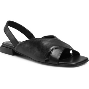 Czarne sandały Gino Rossi ze skóry z klamrami w stylu casual