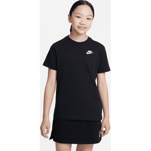 Czarna bluzka dziecięca Nike dla dziewczynek z bawełny