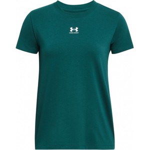 Zielona bluzka Under Armour z nadrukiem w sportowym stylu z okrągłym dekoltem