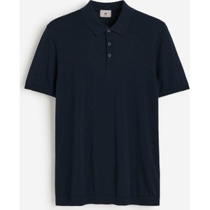 Czarna koszulka polo H & M z bawełny