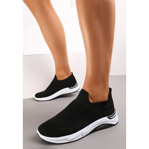 Czarne buty sportowe Renee z płaską podeszwą z tkaniny w sportowym stylu