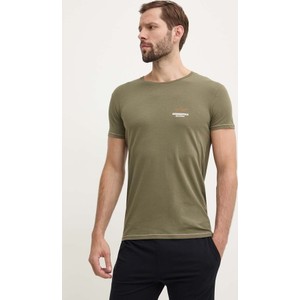 Zielony t-shirt Aeronautica Militare w stylu casual z nadrukiem