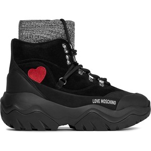 Czarne buty sportowe Love Moschino sznurowane na platformie w sportowym stylu