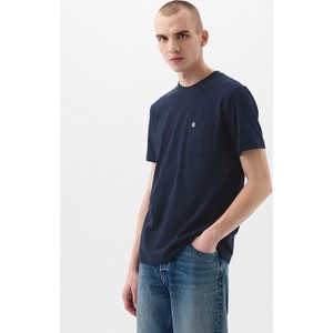 Niebieski t-shirt Gap z bawełny w stylu casual z krótkim rękawem