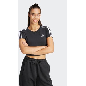 Czarna bluzka Adidas w sportowym stylu z krótkim rękawem