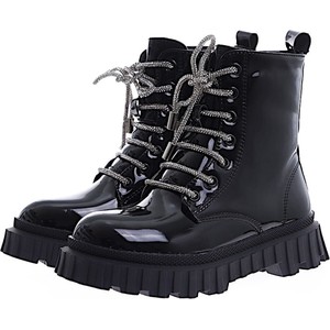 Czarne buty dziecięce zimowe Pantofelek24 sznurowane